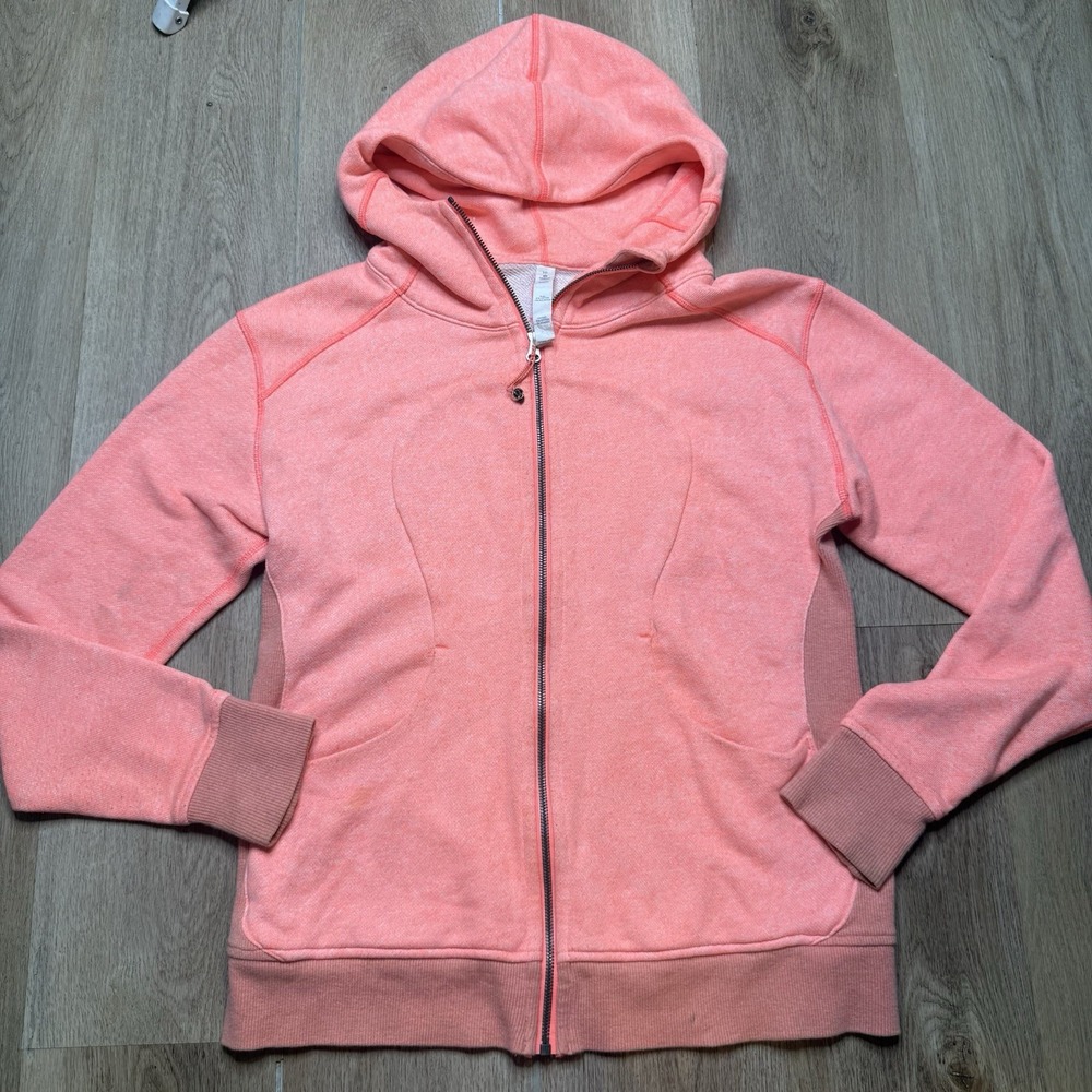 Lululemon On The Daily Hoodie Jacket Womens 10 Coral Orange Grapefruit